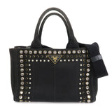 PRADA Triangle Logo Denim Canapa Bijoux 2Way Hand Bag Black B2642B