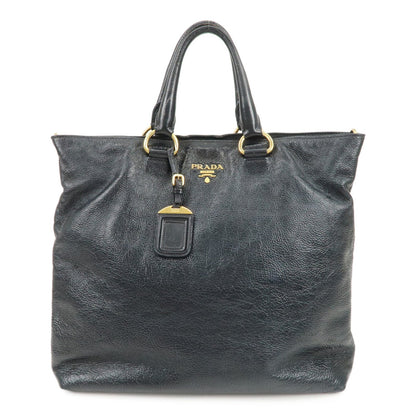 PRADA Logo Leather 2Way Tote Bag Shoulder Bag Black BN1713
