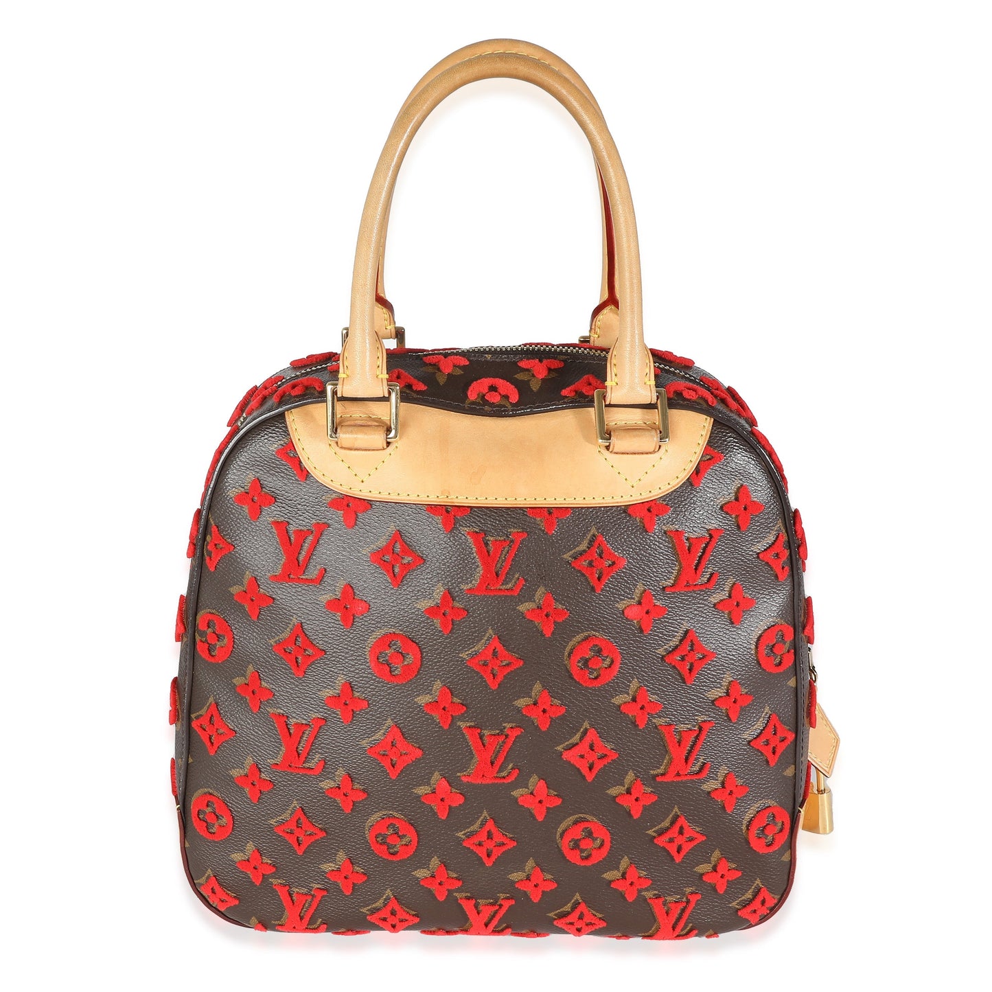 Louis Vuitton Red Tuffetage Monogram Canvas Deauville Cube