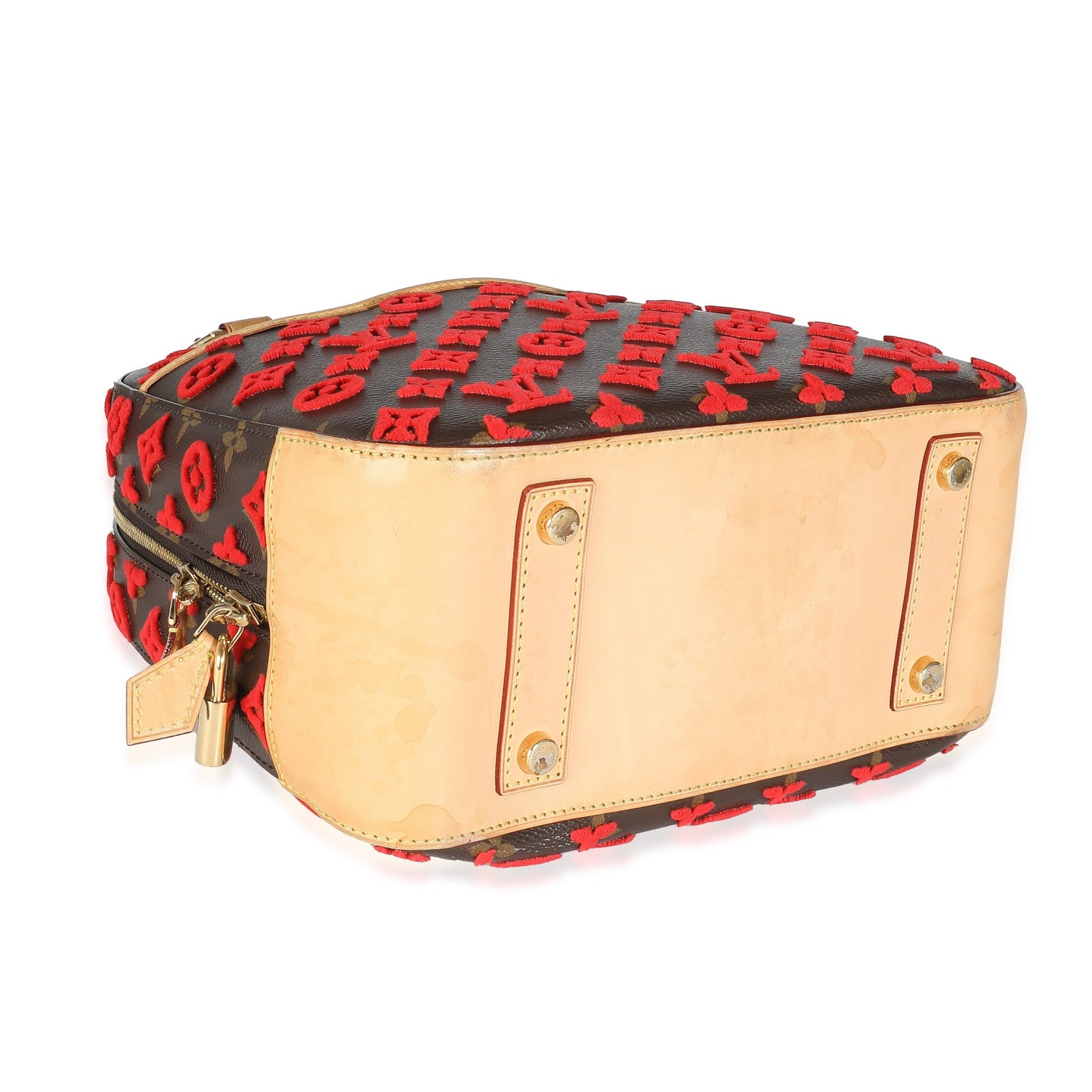 Louis Vuitton Red Tuffetage Monogram Canvas Deauville Cube
