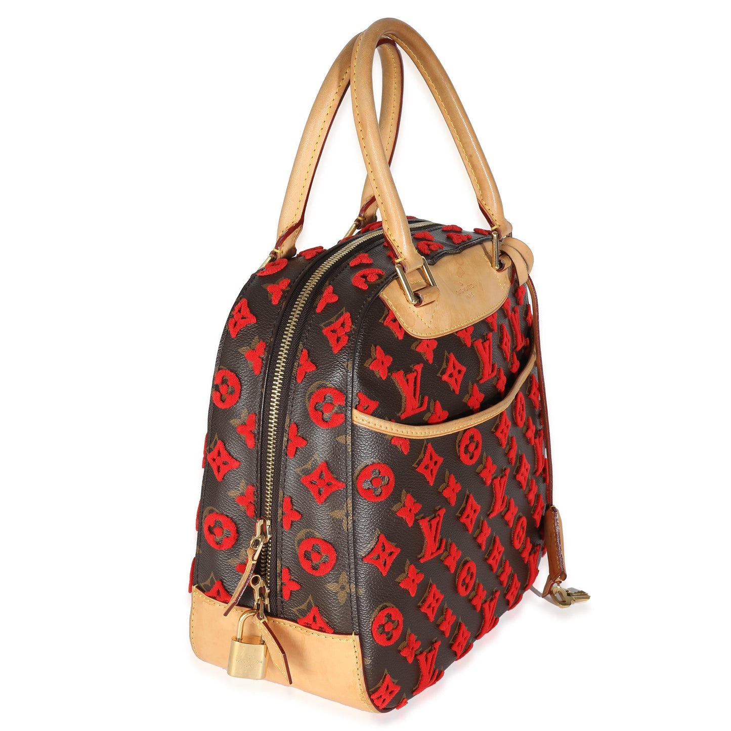 Louis Vuitton Red Tuffetage Monogram Canvas Deauville Cube