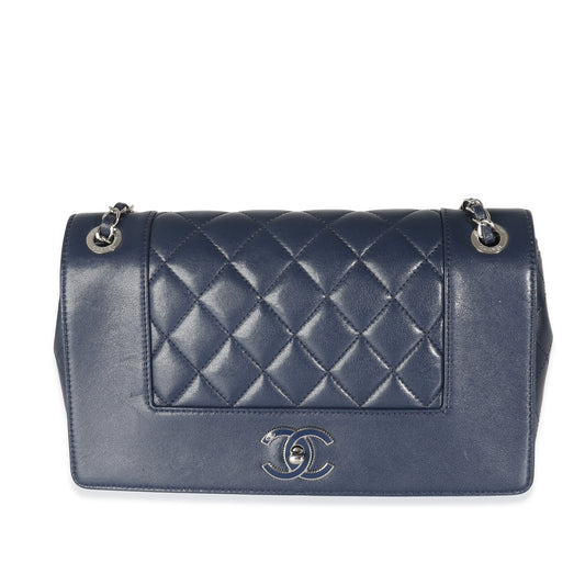Chanel Navy Quilted Sheepskin Large  Mademoiselle Flap Bag