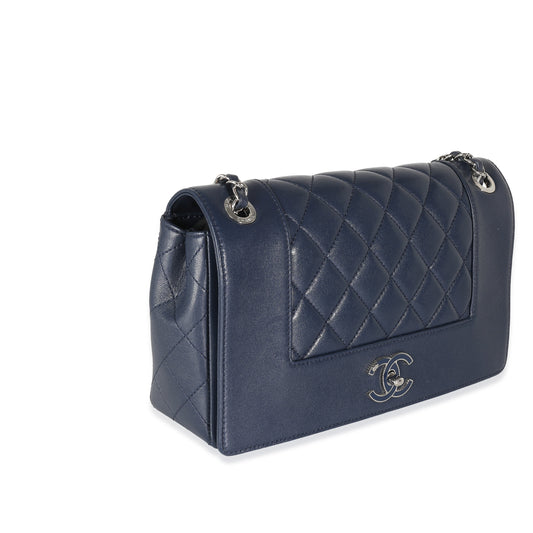Chanel Navy Quilted Sheepskin Large  Mademoiselle Flap Bag