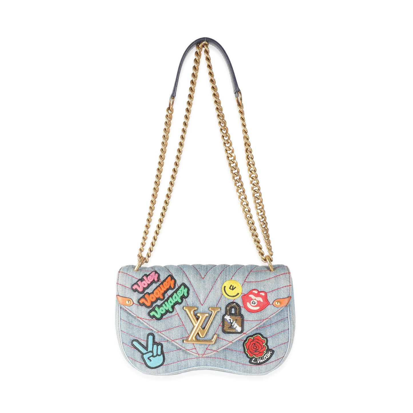 Louis Vuitton Blue Denim Patches New Wave Chain MM