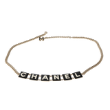 Chanel 2022 Black & White Enamel Gold Plated Logo Belt