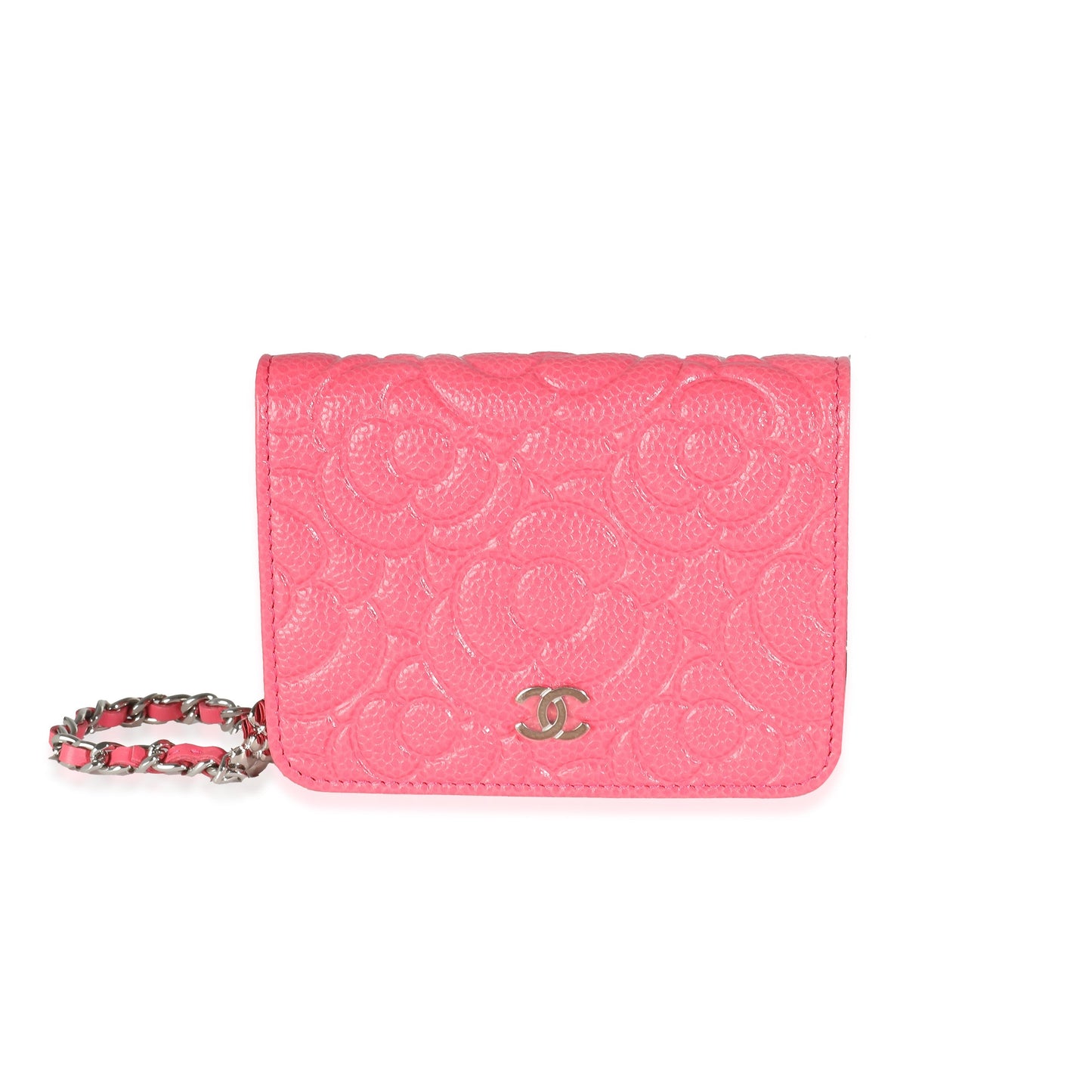 Chanel Pink Caviar Camellia Embossed Chain Belt Bag