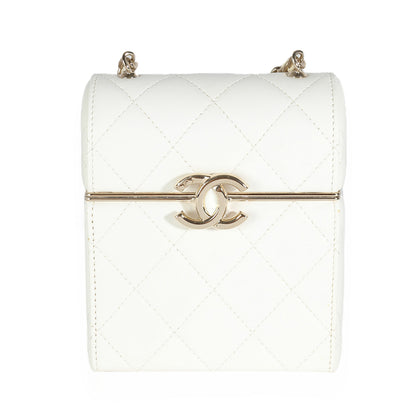 Chanel 22P White Quilted Lambskin Mini Box Clutch