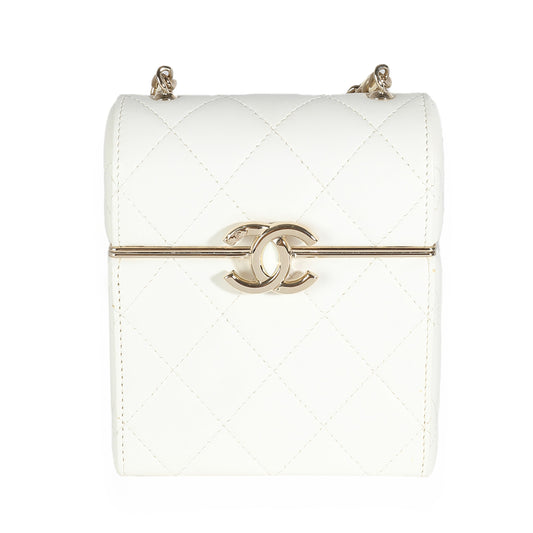 Chanel 22P White Quilted Lambskin Mini Box Clutch