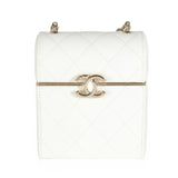 Chanel 22P White Quilted Lambskin Mini Box Clutch