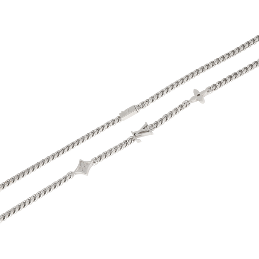 Louis Vuitton Silver Tone Louis Vuitton Monogram Row Necklace