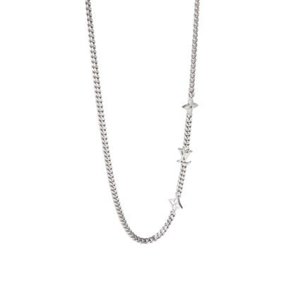 Louis Vuitton Silver Tone Louis Vuitton Monogram Row Necklace