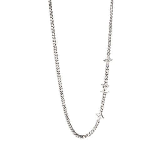 Louis Vuitton Silver Tone Louis Vuitton Monogram Row Necklace
