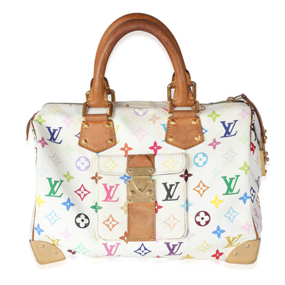 Louis Vuitton White Multicolor Monogram Canvas Speedy 30