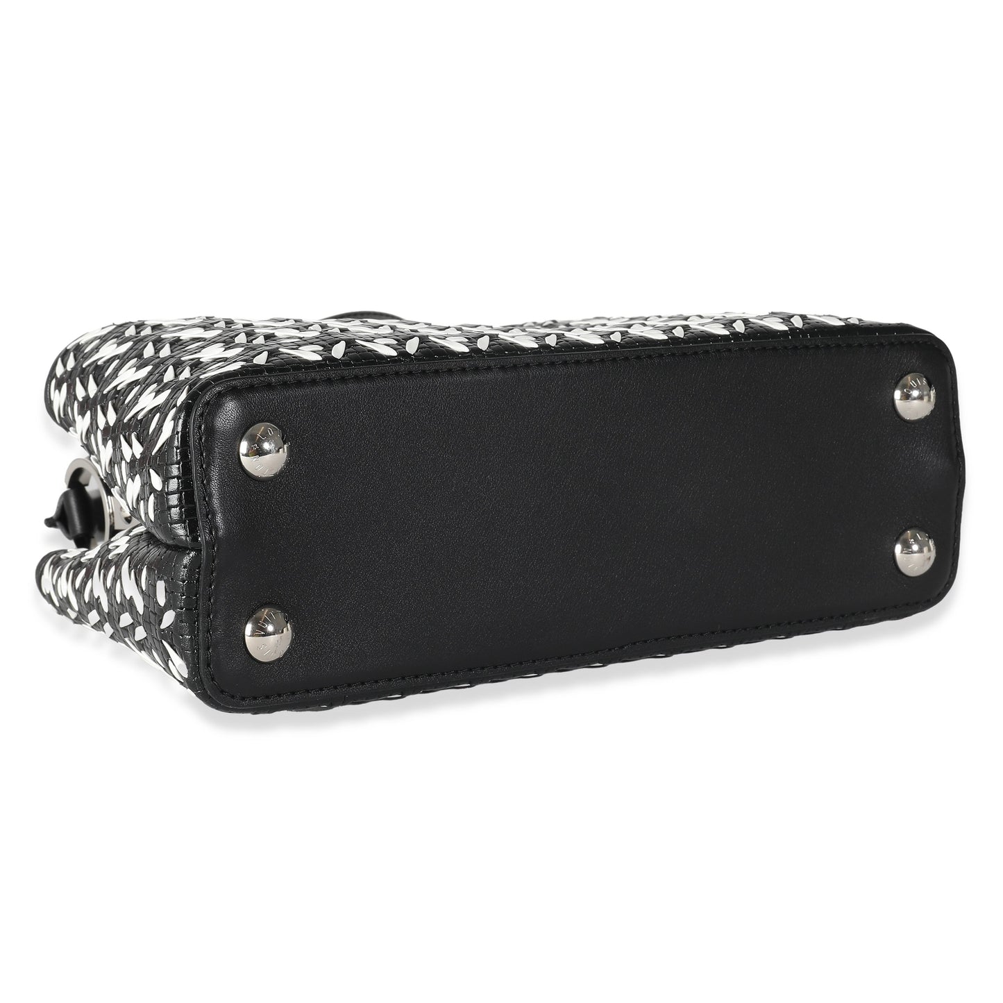 Louis Vuitton Black White Woven Calfskin Tressage Capucines BB