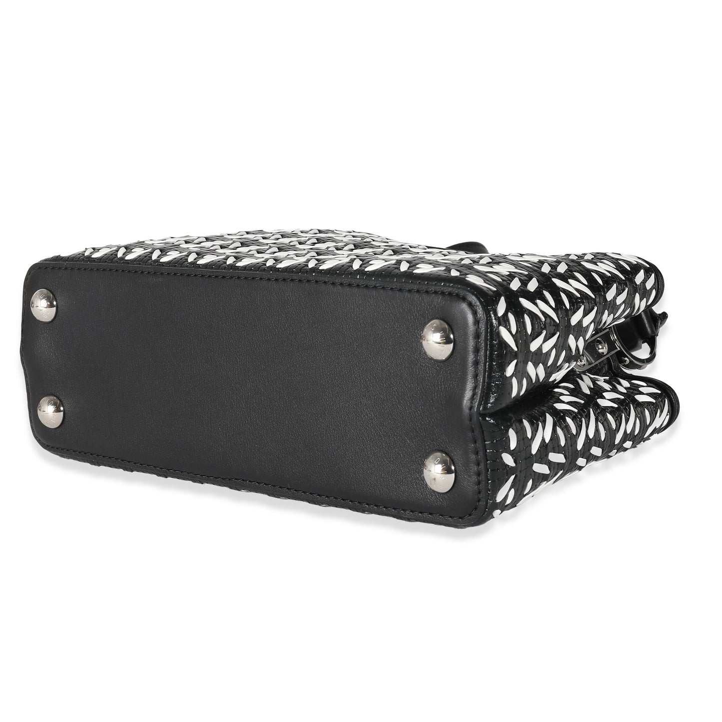 Louis Vuitton Black White Woven Calfskin Tressage Capucines BB