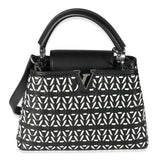 Louis Vuitton Black White Woven Calfskin Tressage Capucines BB