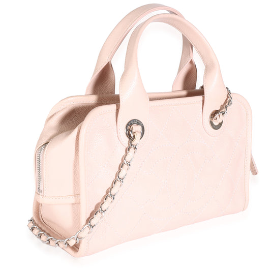 Chanel Pink Quilted Caviar Small Deauville Bowling Handbag