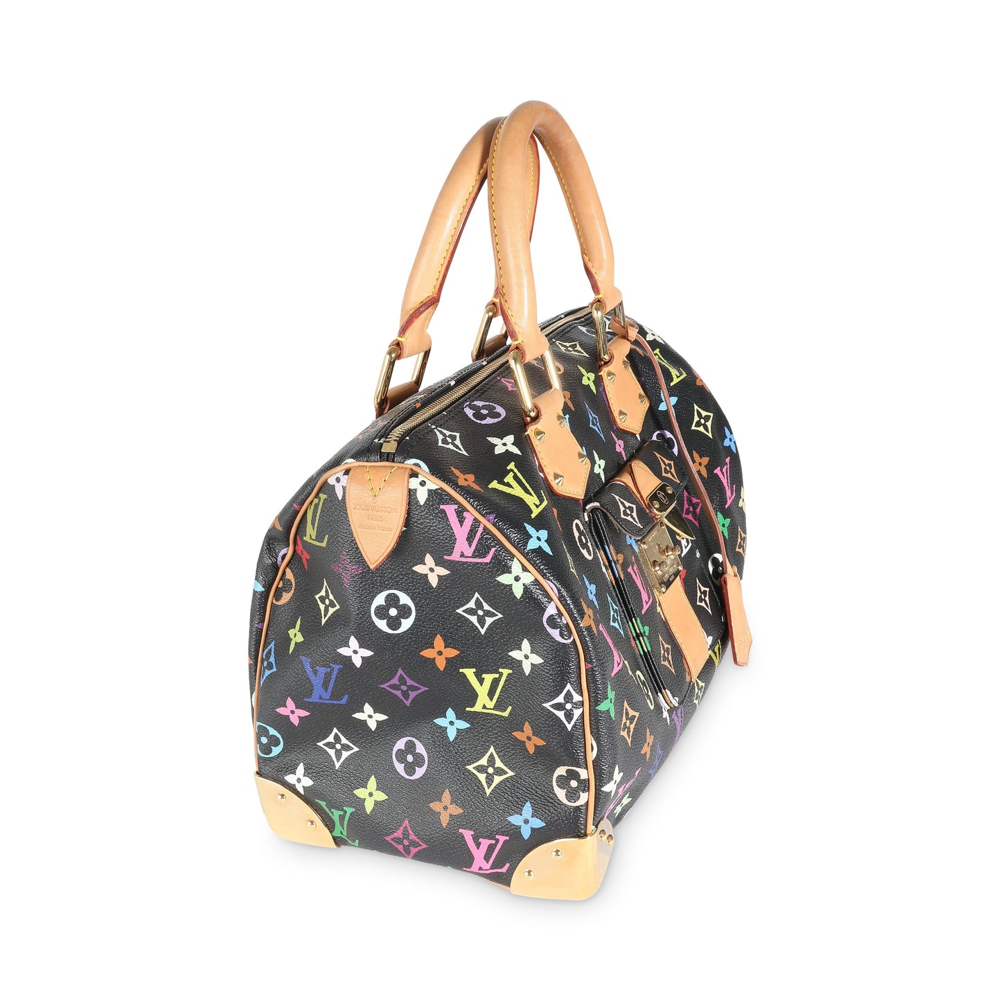 Louis Vuitton Black Multicolor Canvas Speedy 30