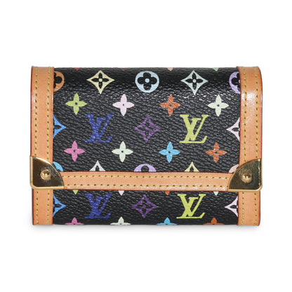 Louis Vuitton Black Multicolor Canvas Porte Monnaie Plat Coin Purse