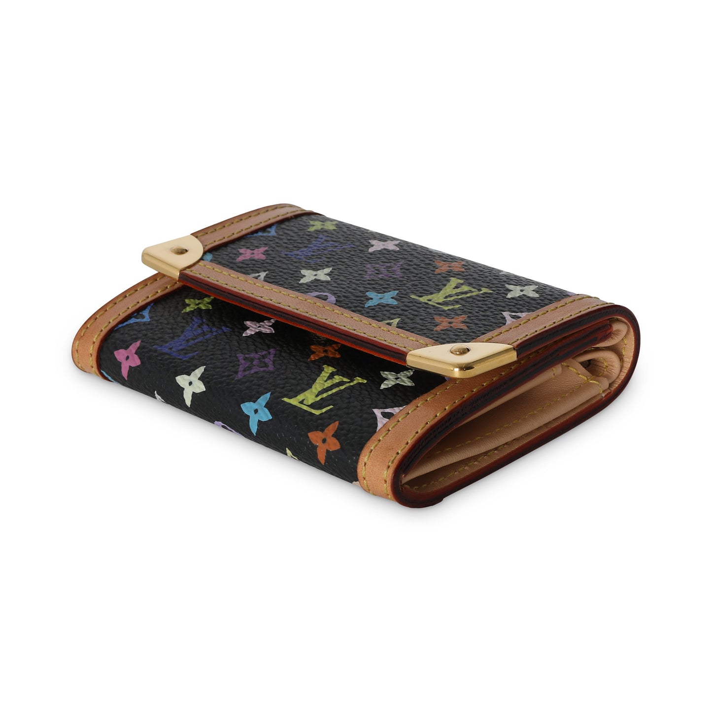 Louis Vuitton Black Multicolor Canvas Porte Monnaie Plat Coin Purse