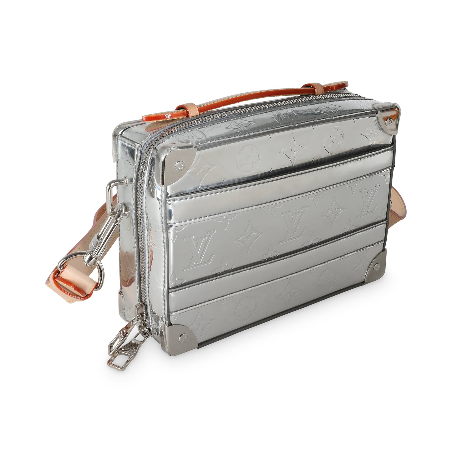 Louis Vuitton Silver Monogram Mirror Vinyl Handle Trunk