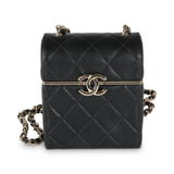 Chanel 23C Black Quilted Lambskin Box Chain Vanity