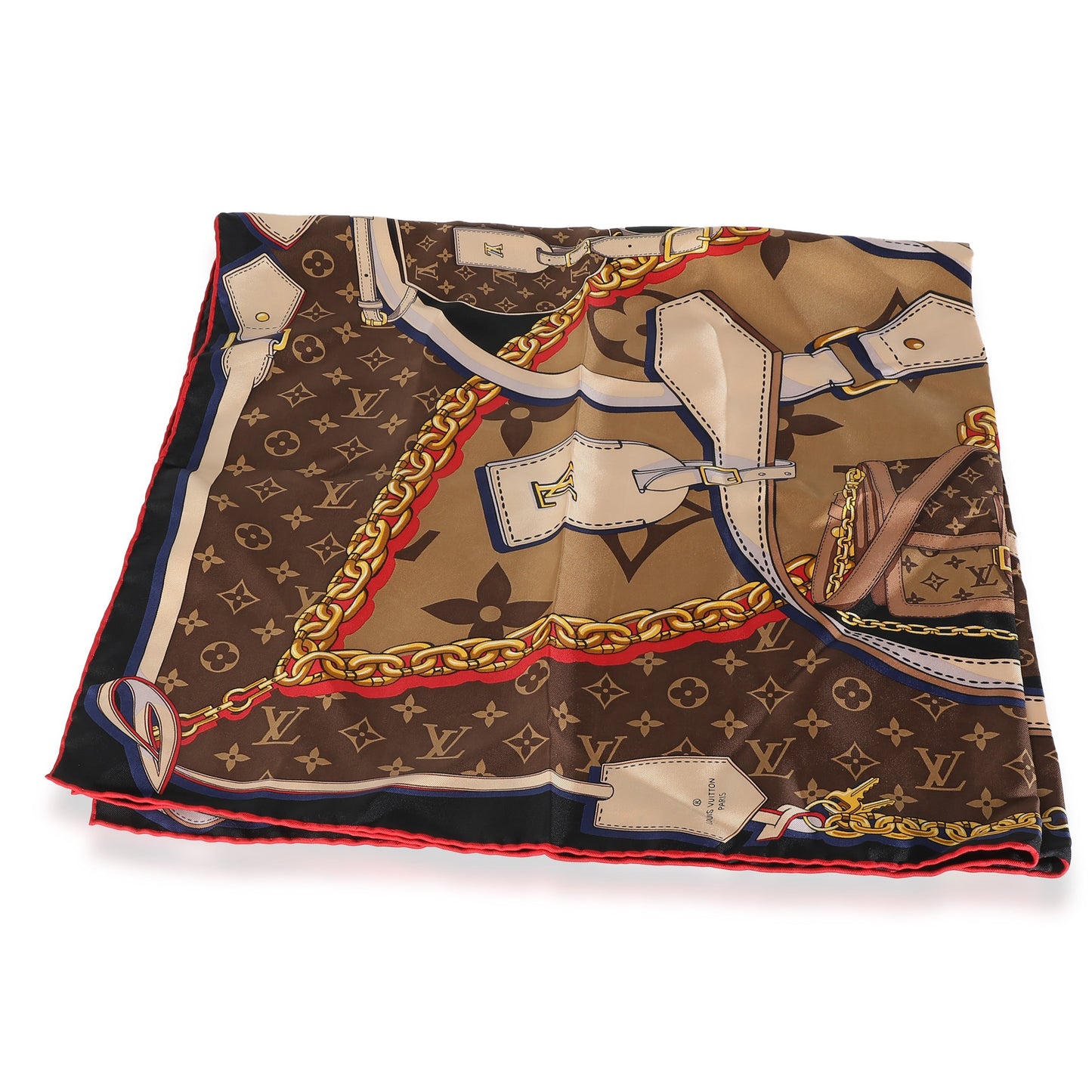 Louis Vuitton Brown Monogram Silk Tribute To Square Scarf 90