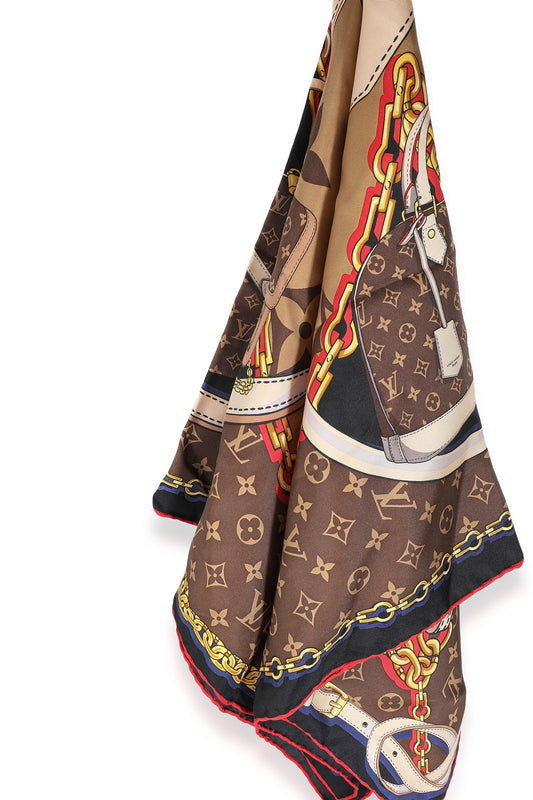 Louis Vuitton Brown Monogram Silk Tribute To Square Scarf 90