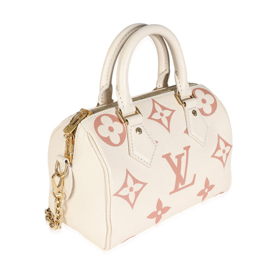 Louis Vuitton Creme Rose Trianon Empreinte Monogram Giant Speedy Bandouliere 20