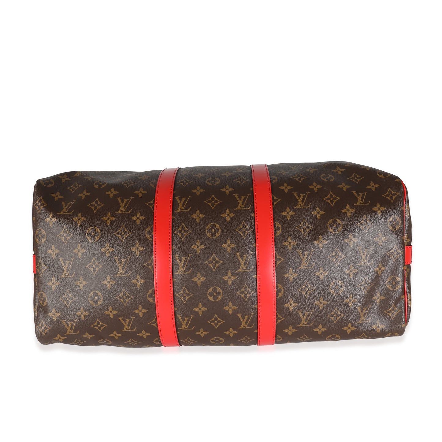 Louis Vuitton Red Monogram Macassar Canvas Keepall Bandouliere 50