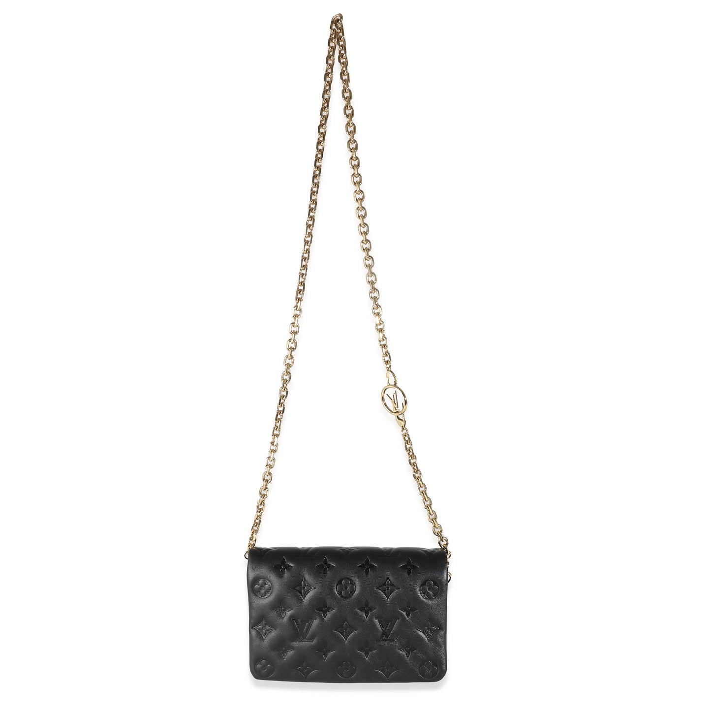 Louis Vuitton Black Monogram Embossed Puffy Lambskin Pochette Coussin