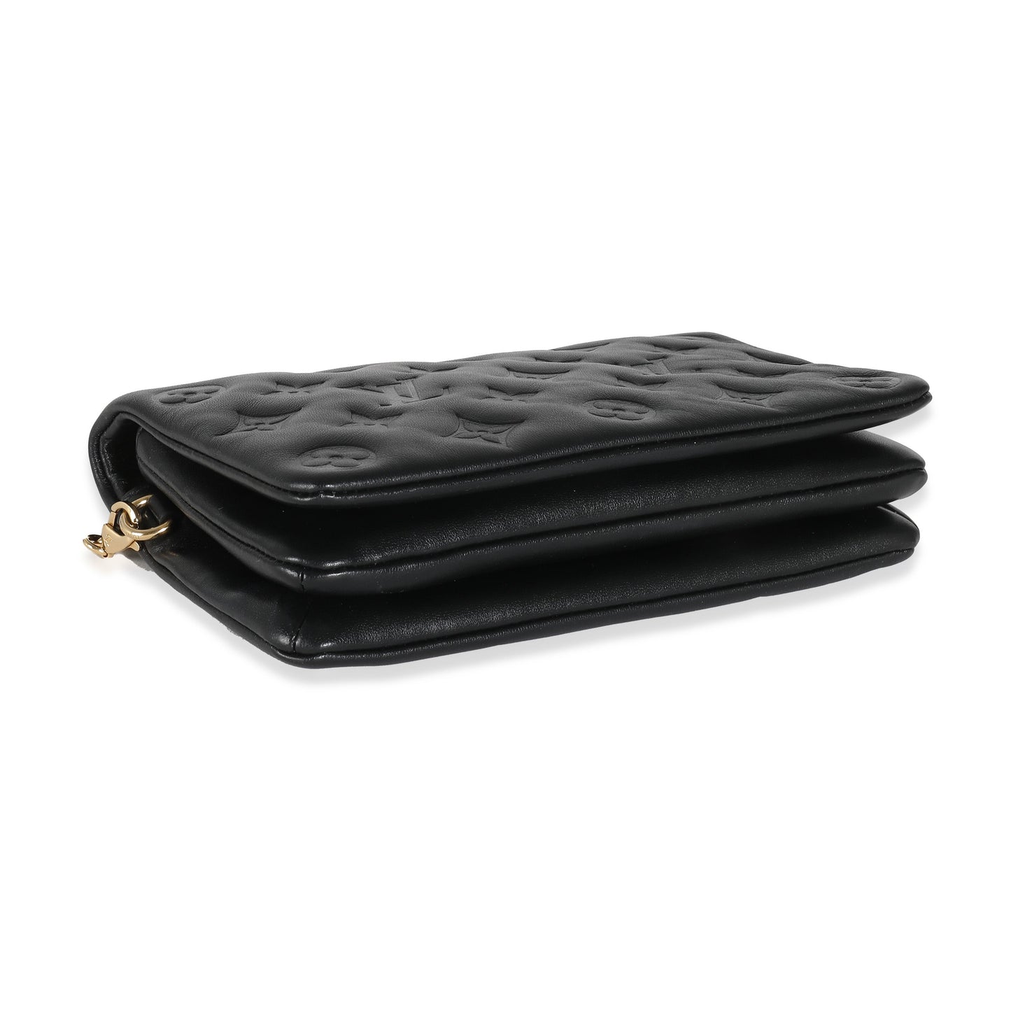 Louis Vuitton Black Monogram Embossed Puffy Lambskin Pochette Coussin