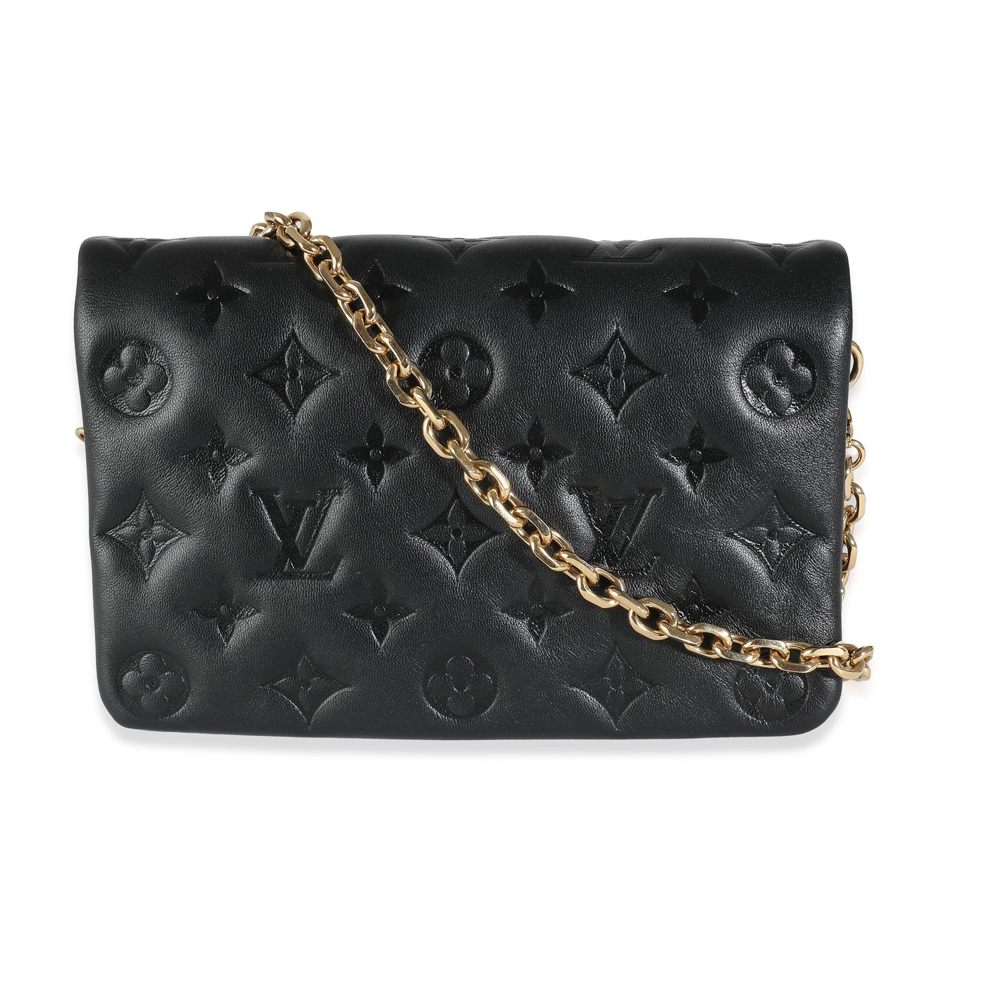 Louis Vuitton Black Monogram Embossed Puffy Lambskin Pochette Coussin
