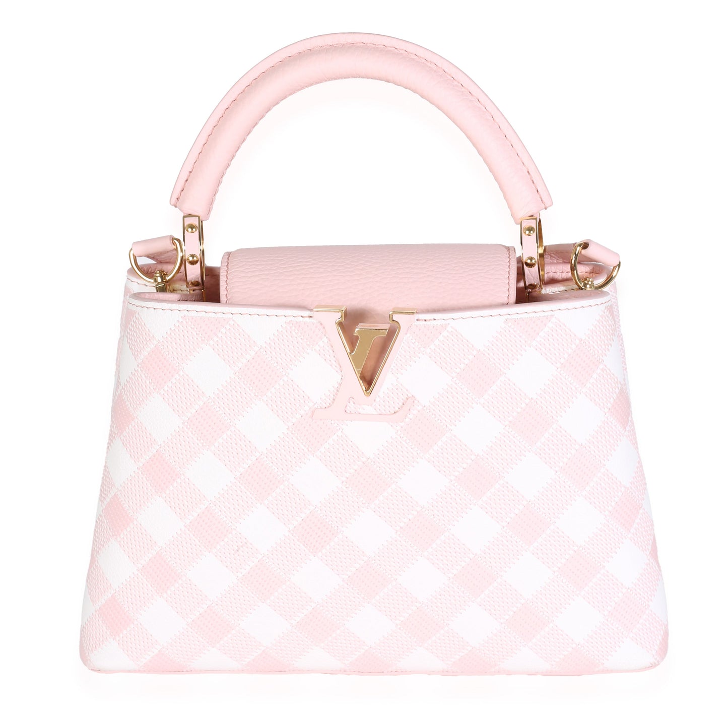 Louis Vuitton Light Pink Embroidered Taurillon Vichy Capucines BB