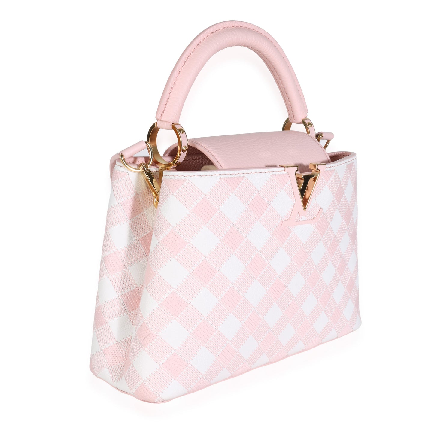 Louis Vuitton Light Pink Embroidered Taurillon Vichy Capucines BB