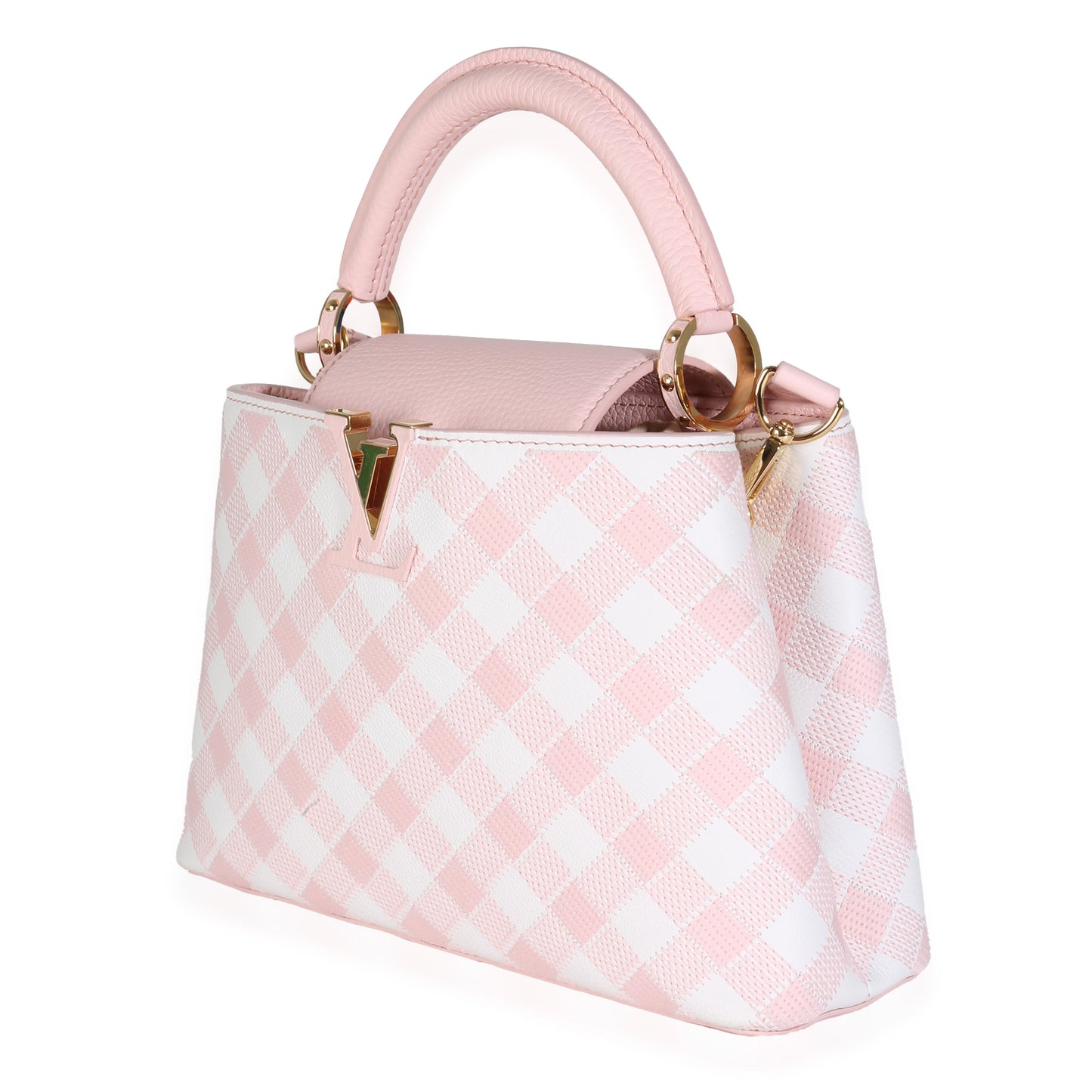 Louis Vuitton Light Pink Embroidered Taurillon Vichy Capucines BB