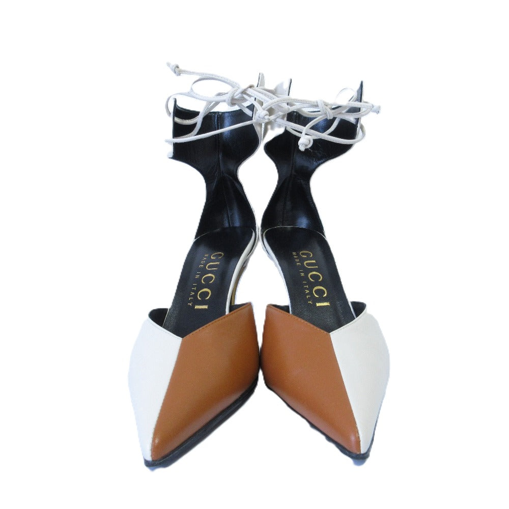 Gucci Pointed Toe Lace Up Ankle Strap Separate Pumps