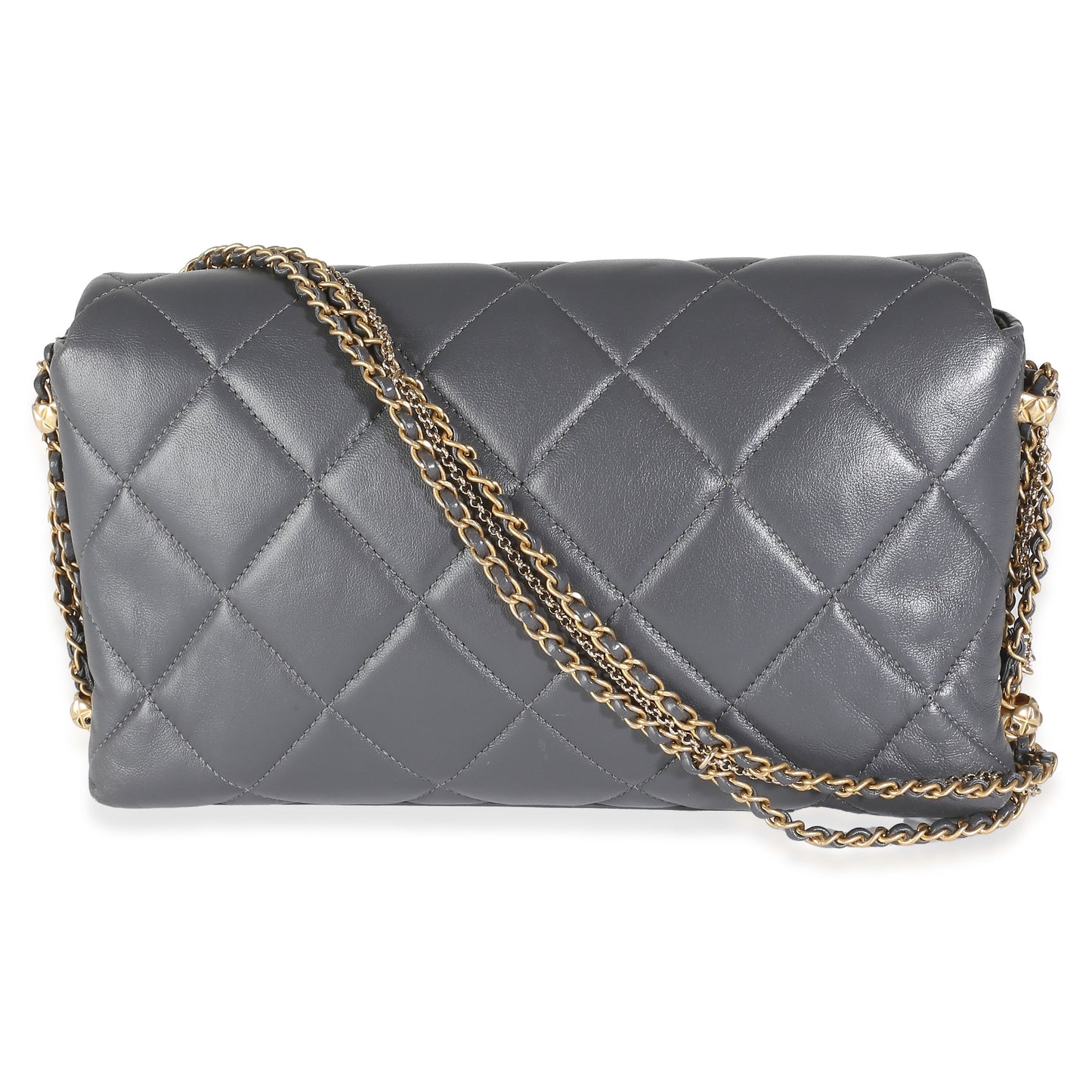 Chanel Gray Quilted Lambskin Crush On Chains Flap Bag