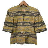 Gucci Silk Jacquard Collarless Half Sleeve Jacket