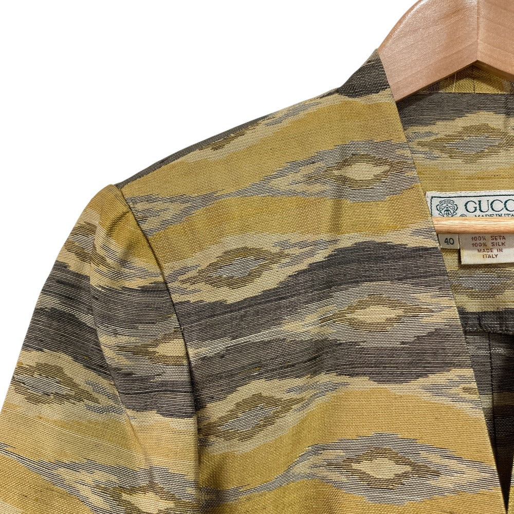 Gucci Silk Jacquard Collarless Half Sleeve Jacket