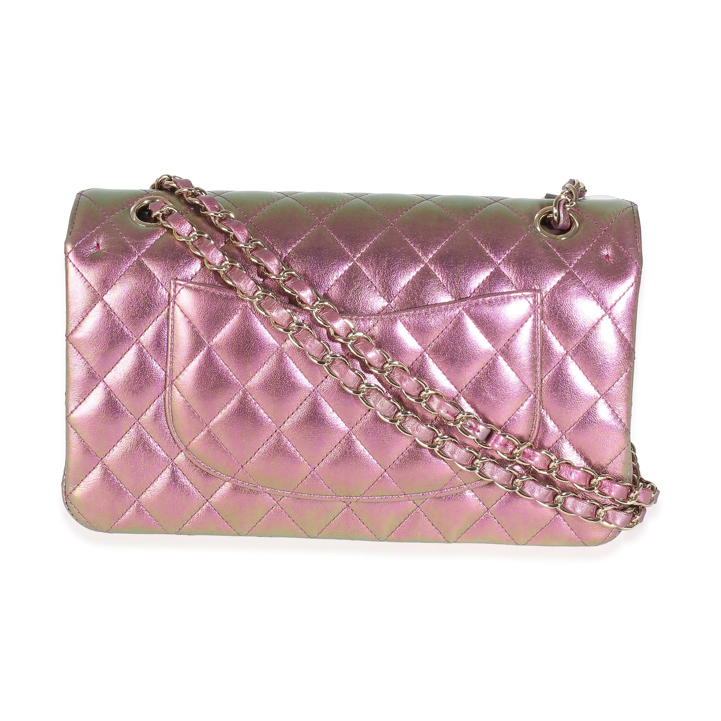 Chanel 20B Purple Quilted Iridescent Lambskin Medium Classic Double Flap Bag