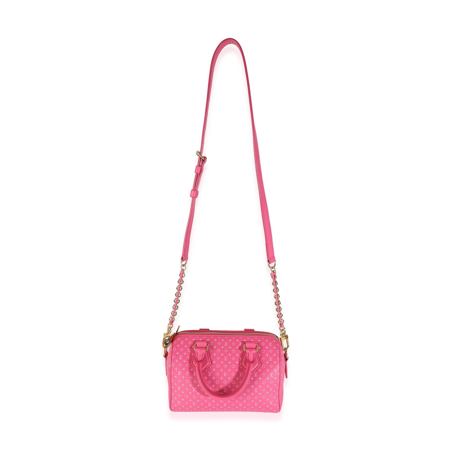 Louis Vuitton Rose Nanogram Embossed Calfskin Speedy Bandouliere 20