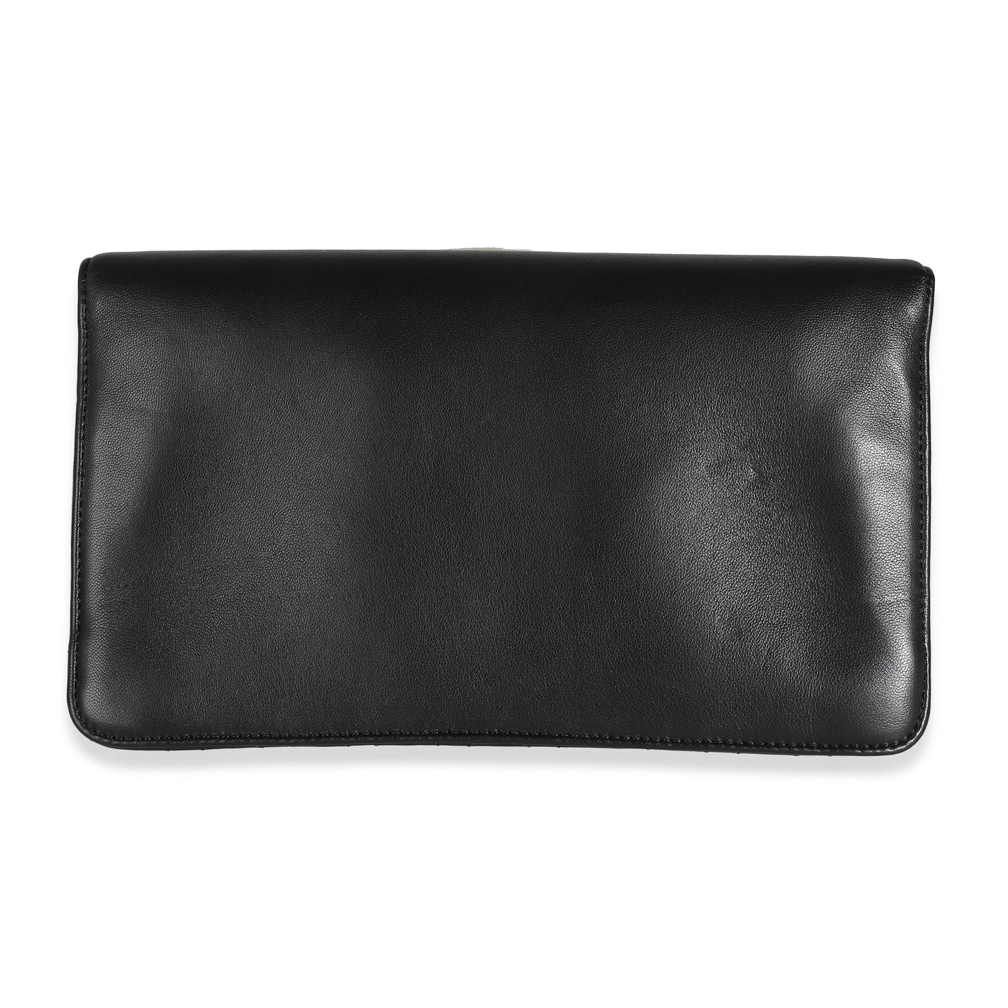 Chanel Black Lambskin Crystal Peace Sign Emoji Fold Over Clutch