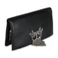 Chanel Black Lambskin Crystal Peace Sign Emoji Fold Over Clutch