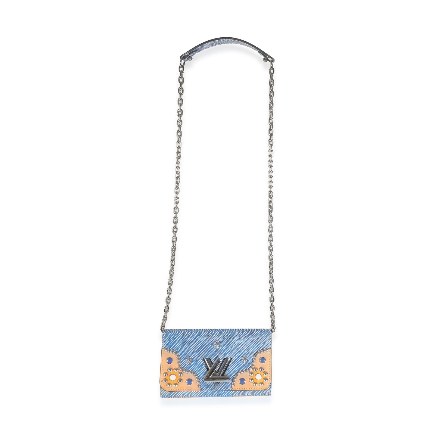Louis Vuitton Blue Epi Studded Twist Chain Wallet