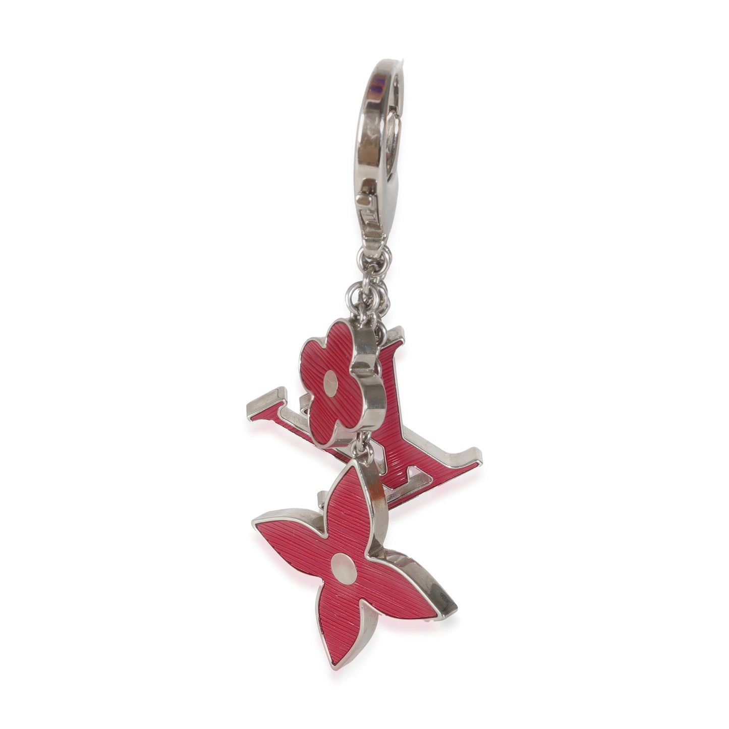 Louis Vuitton Fuchsia Silver Metal Fleur d Epi Bag Charm