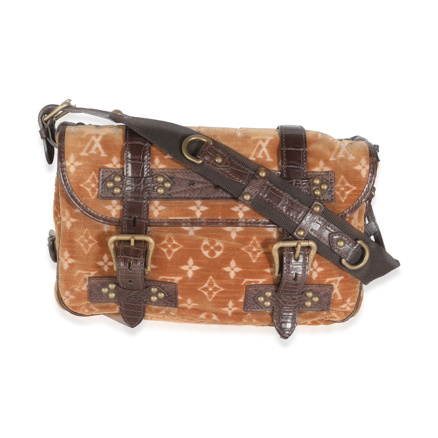 Louis Vuitton Brown Alligator Monogram Velours Clyde