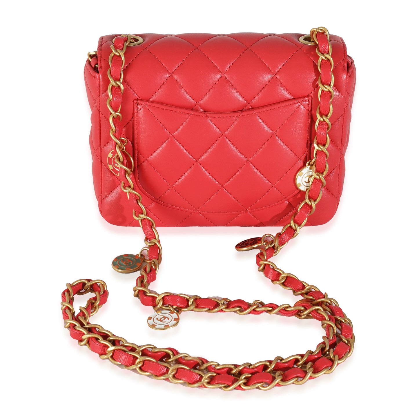 Chanel Red Quilted Lambskin Coco Pins Mini Flap Bag