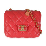 Chanel Red Quilted Lambskin Coco Pins Mini Flap Bag