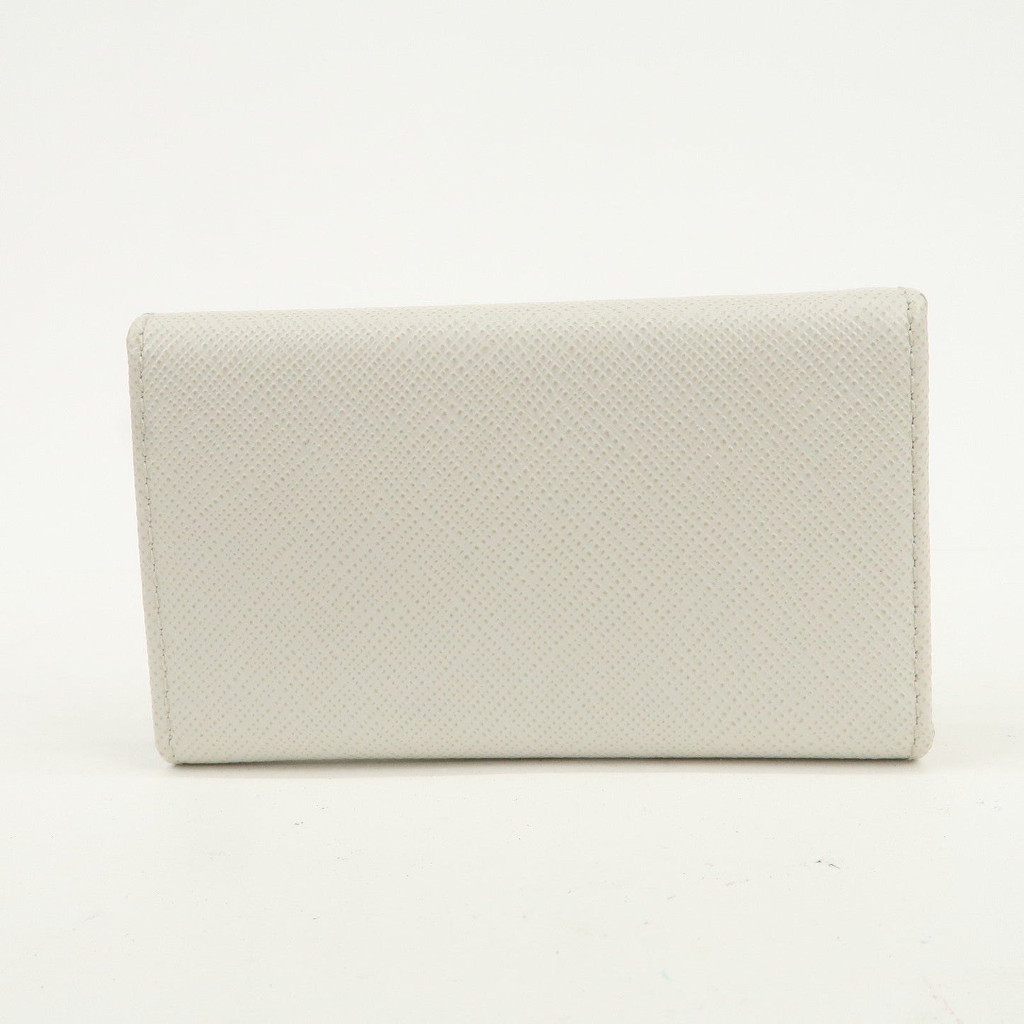 PRADA Ribbon Saffiano Leather Key Case Key Holder White